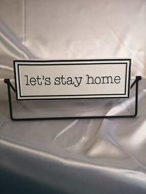 Hearth & Hand Tabletop Metal Reversible Sign "Let's Go Out" & "Let's Stay Home"